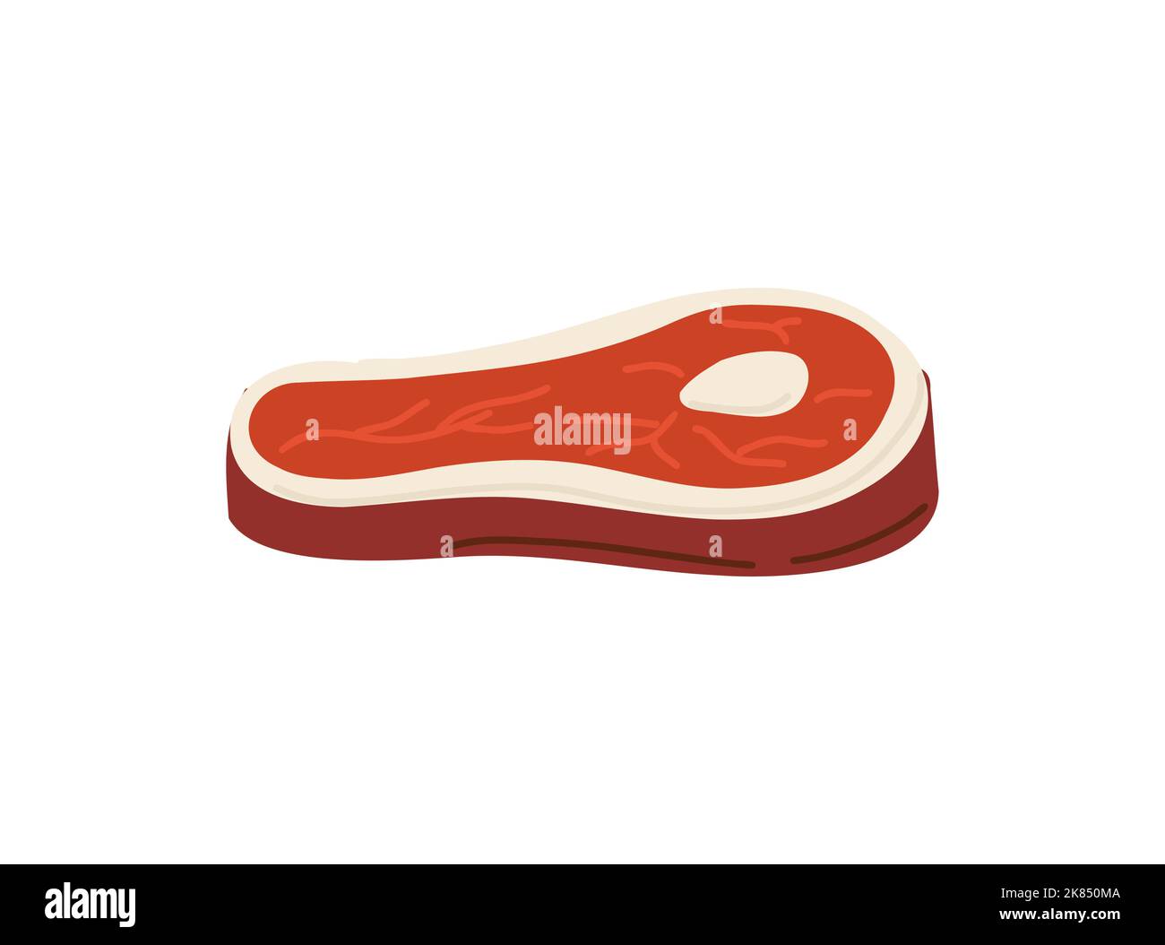 Slice of steak, fresh meat. Beef tenderloin. Vector cartoon