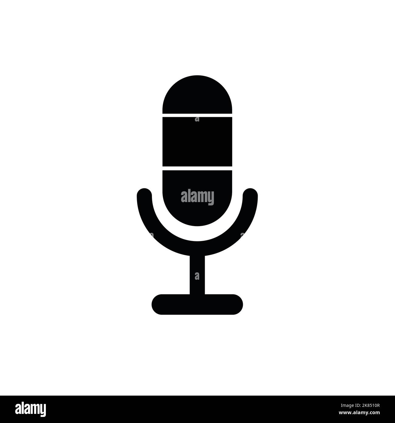Microphone icon, logo flat design vector illustration on white isolated ...