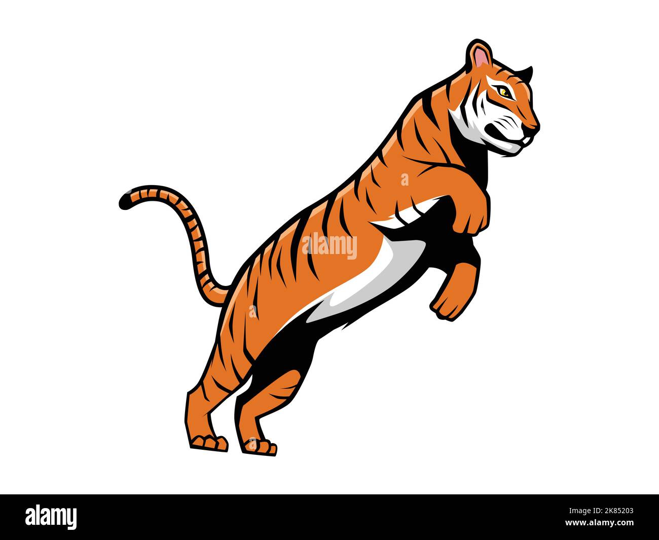 Tiger Jump Vector Cartoon Illustration Mascot Logo Isolated on a White Background Stock Vector