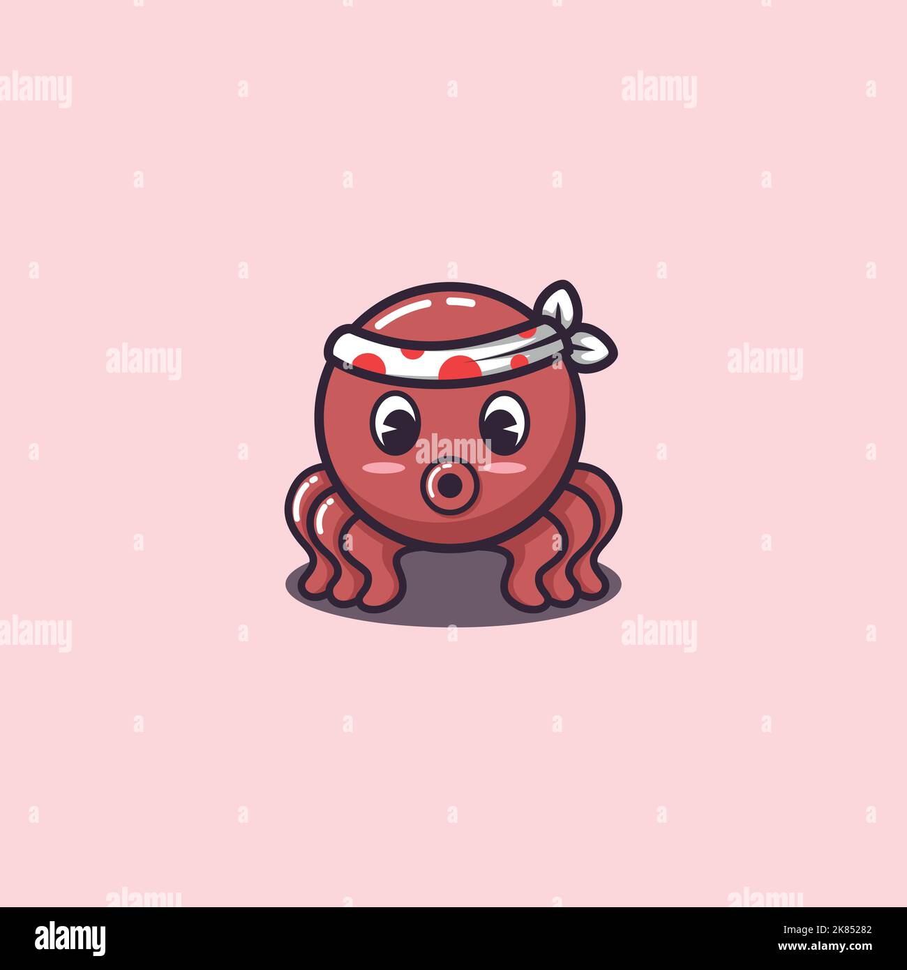 Illustration of Cute Octopus Doodle Cartoon, Vector Illustration. Stock Vector