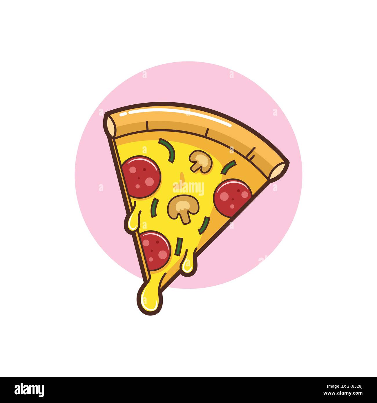 Vector illustration. Pizza slice with melted cheese and pepperoni.🌏 ...