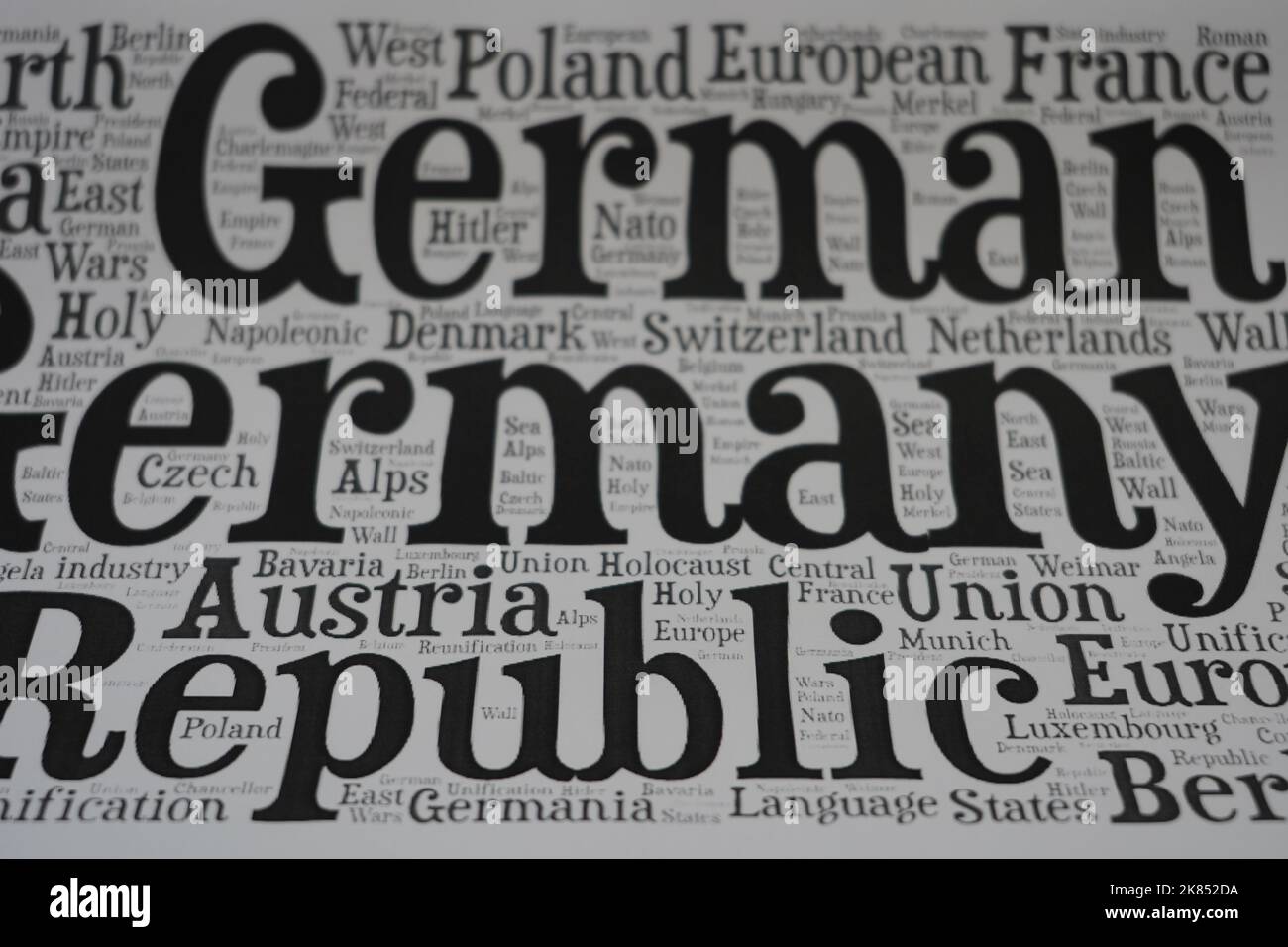 German word cloud concept. German  word cloud. Made with the text only. Stock Photo