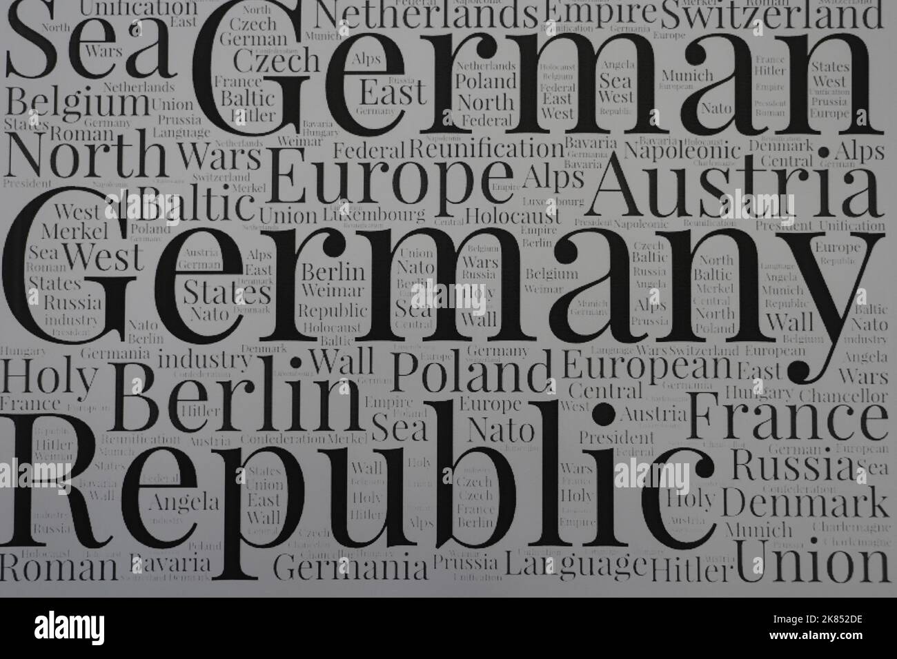 German word cloud concept. German  word cloud. Made with the text only. Stock Photo