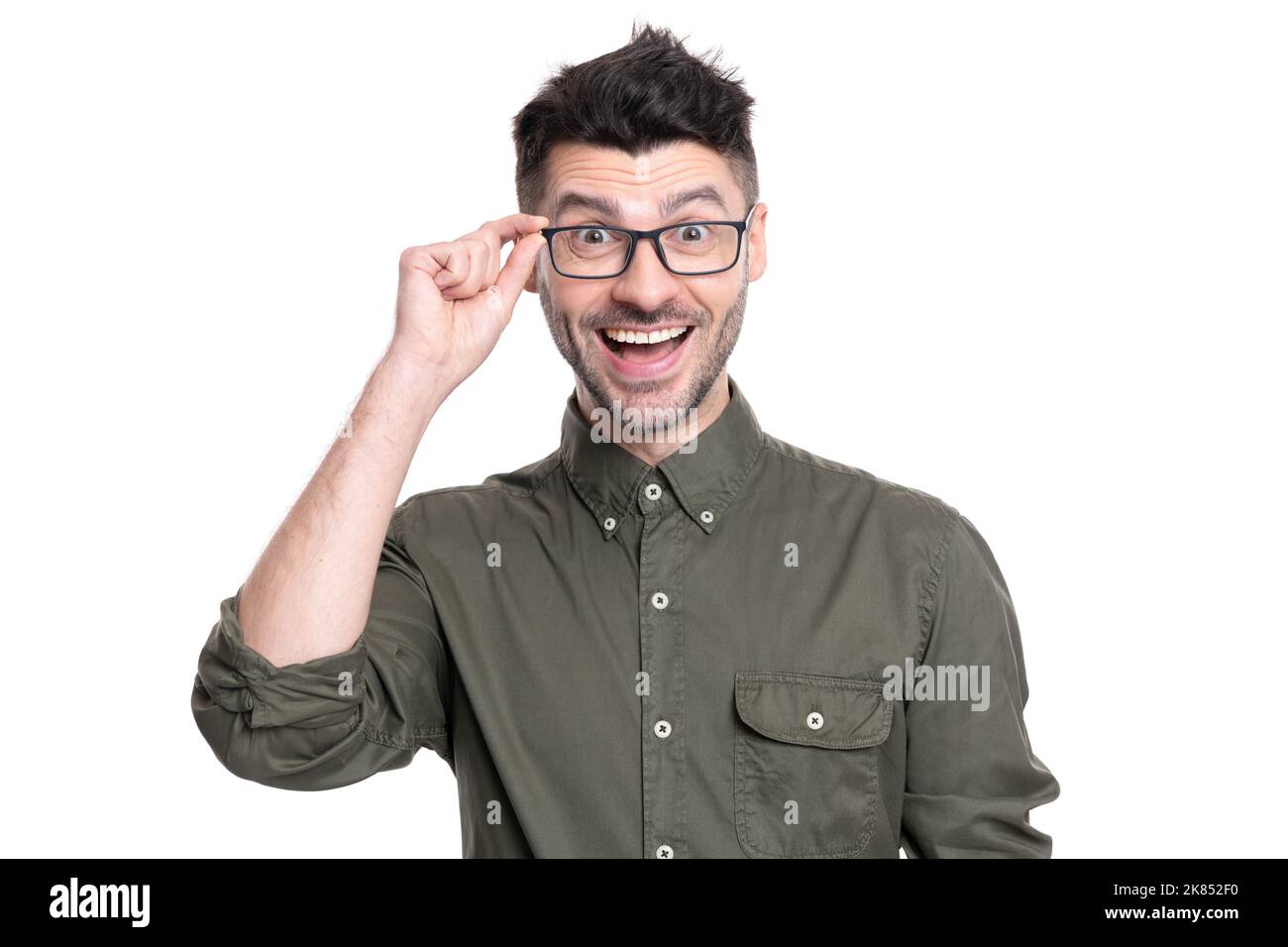 portrait of amazed man boss isolated on white background. boss man