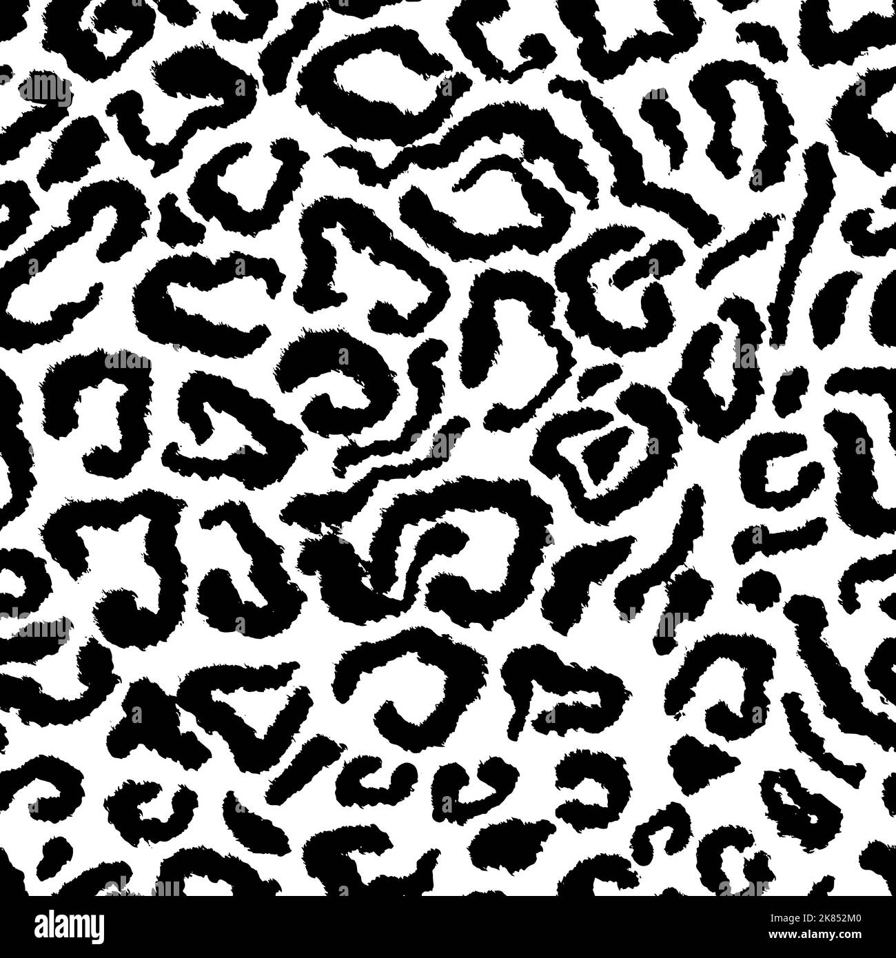 Leopard skin artwork imitation print. Vector seamless black and white ...