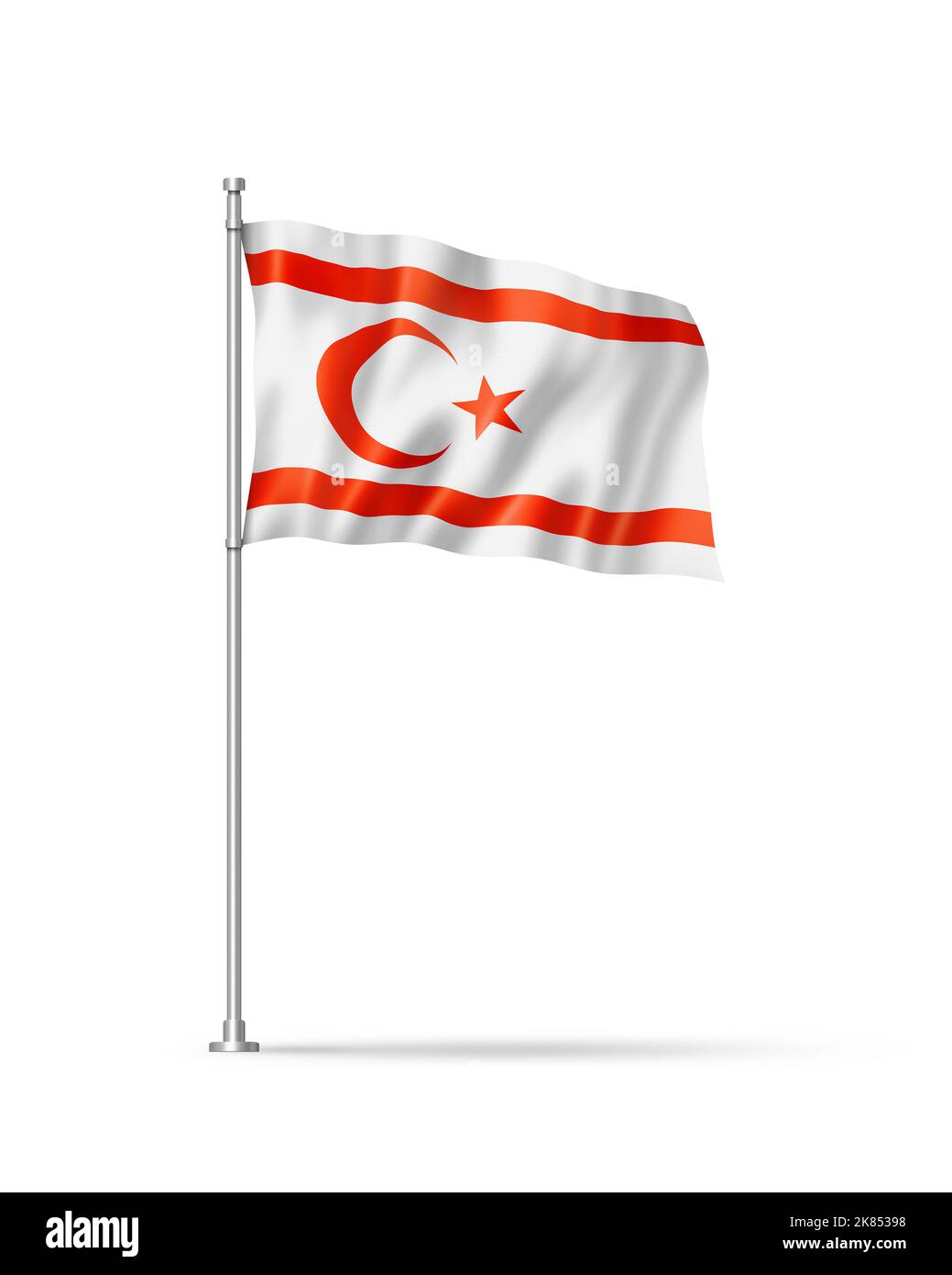 Northern Cyprus flag, 3D illustration, isolated on white Stock Photo