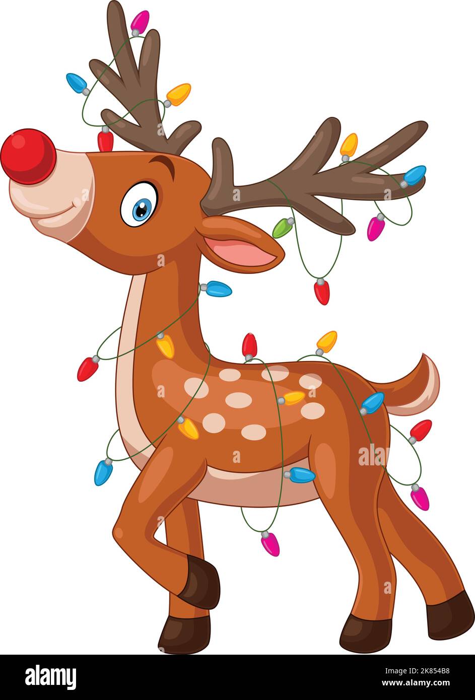 Cartoon little deer with christmas lights Stock Vector Image & Art Alamy