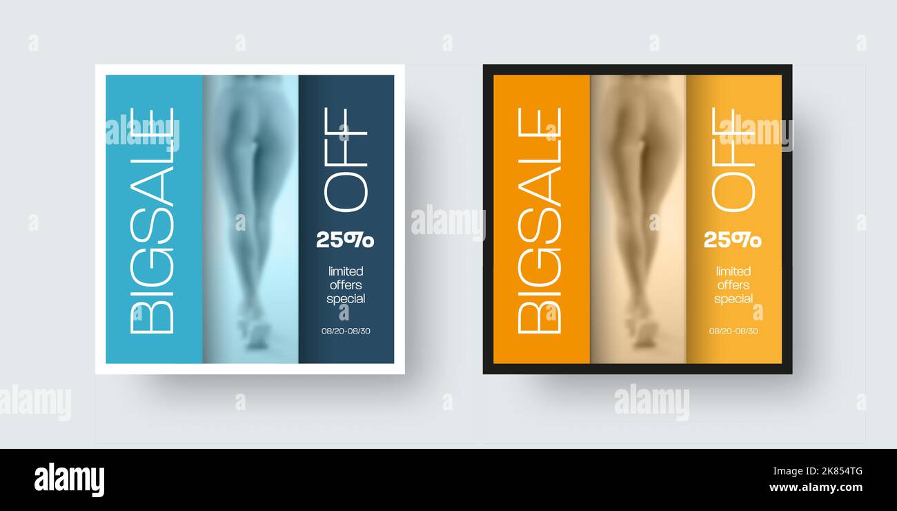 Vector square post template for social media with limited special offer for big sale. Newsletter