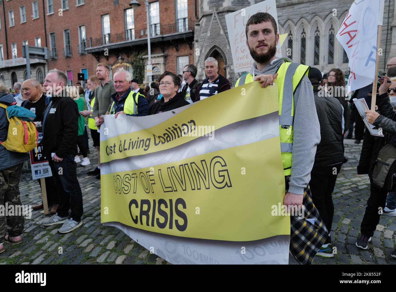 Protestors at a Cost of Living Protest in Dublin city centre Stock