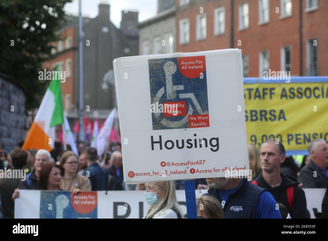 Protestors at a Cost of Living Protest in Dublin city centre Stock Photo