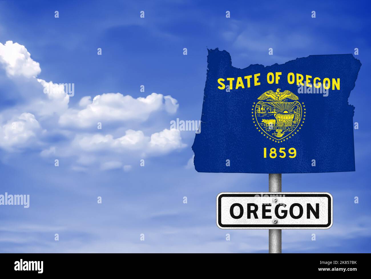 Oregon state - road sign map Stock Photo