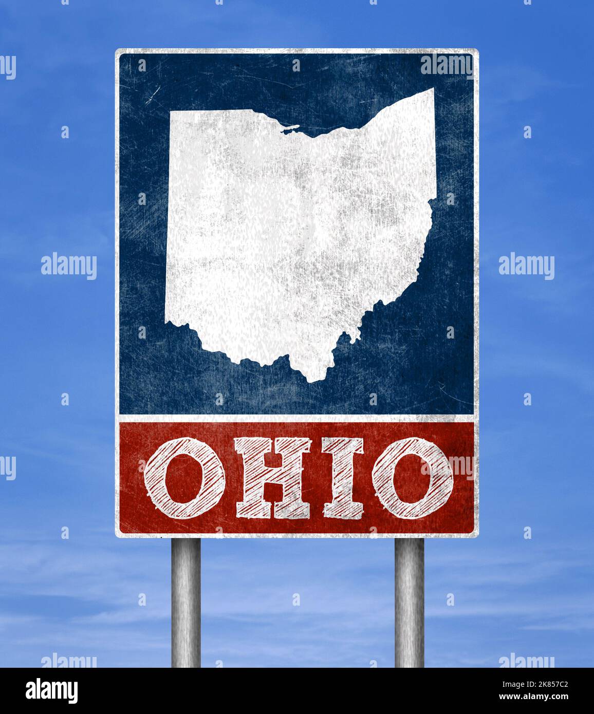 traffic sign with the map of Ohio Stock Photo