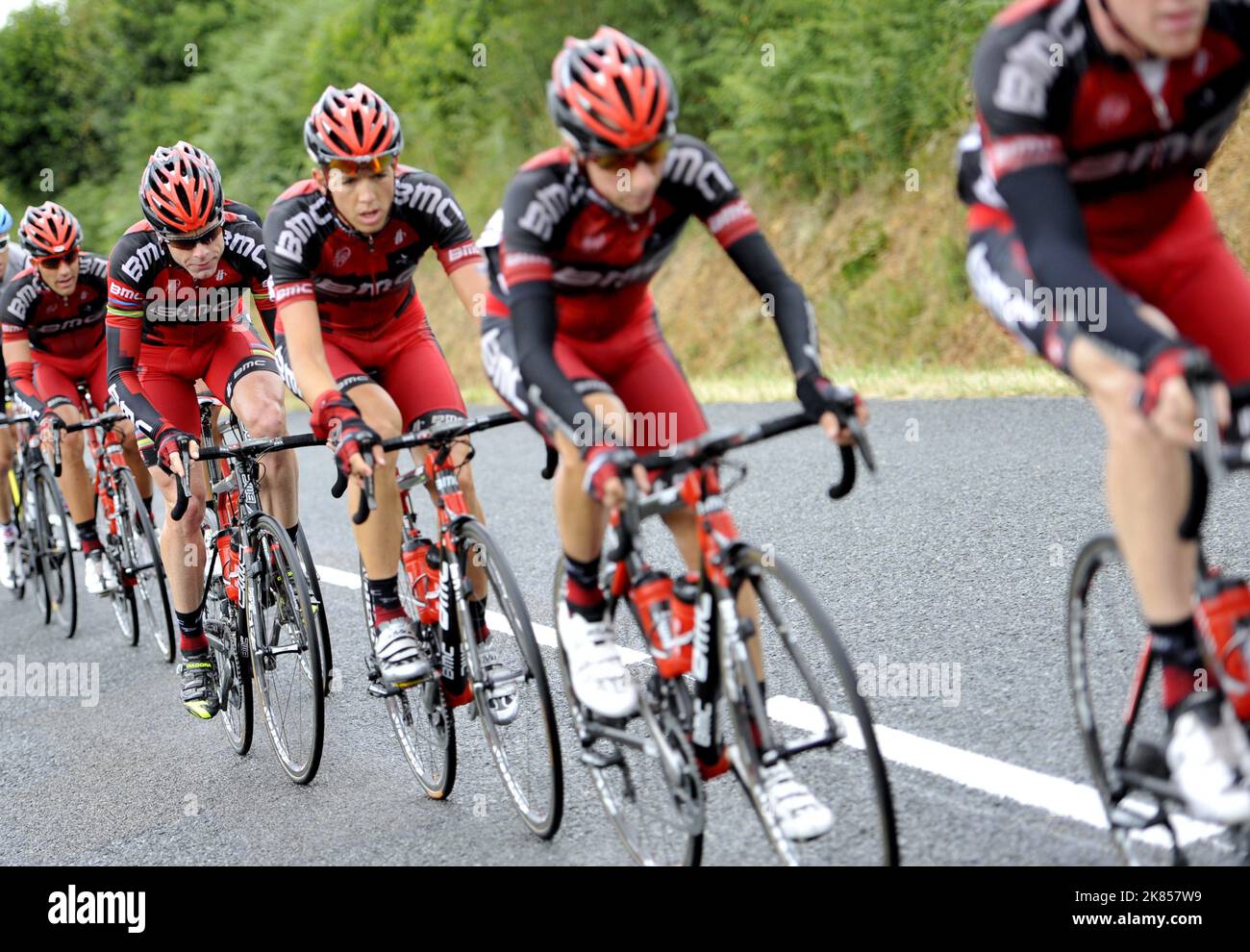 BMC Racing Team's Cadel Evans (L) during stage 8  Stock Photo
