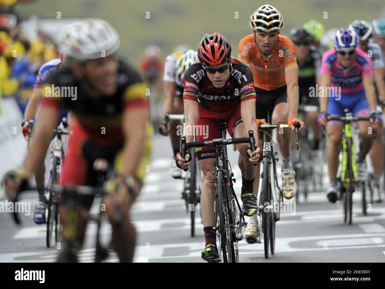 BMC Racing Team's Cadel Evans (C) during stage 8  Stock Photo