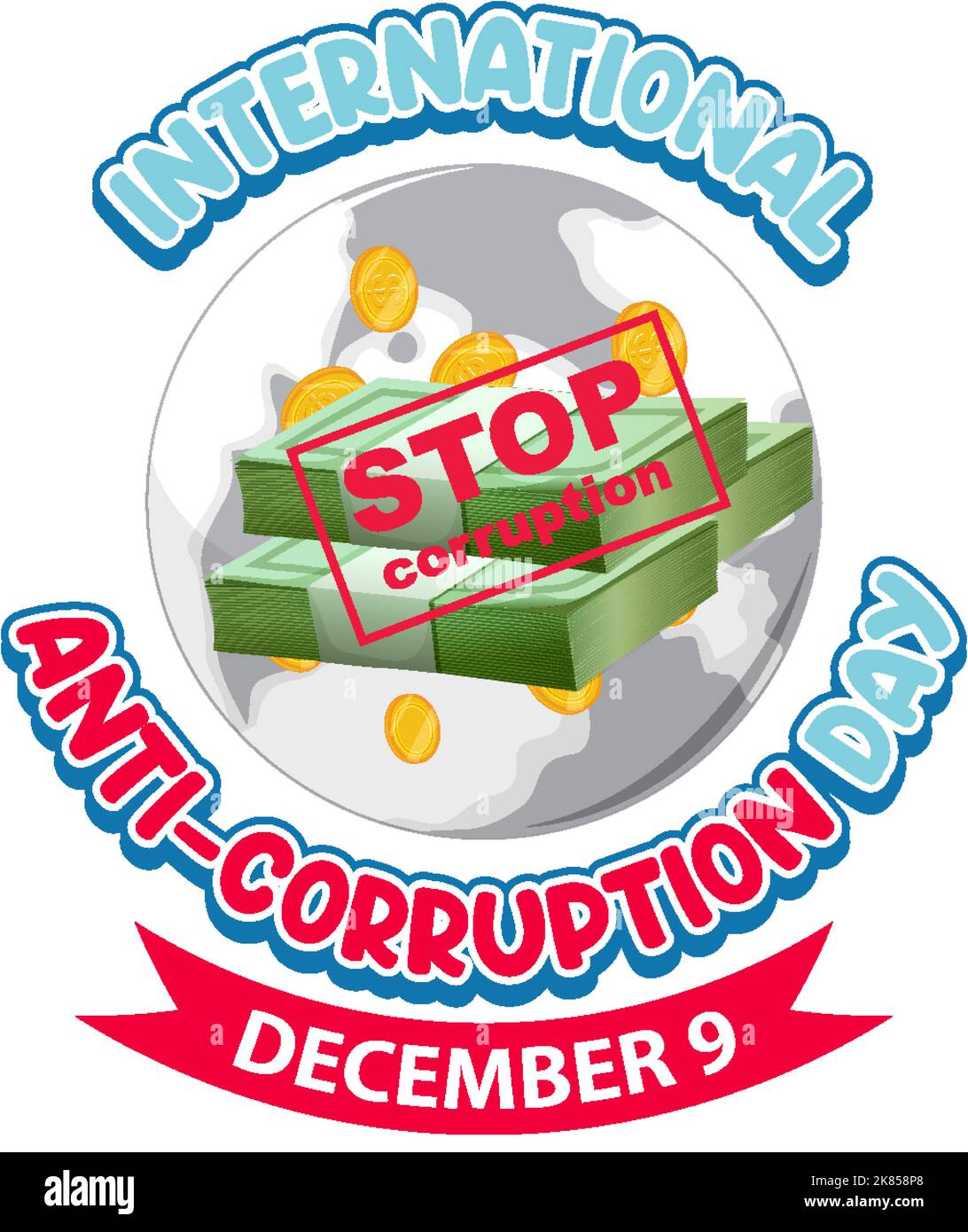 International anti corruption day December icon banner illustration