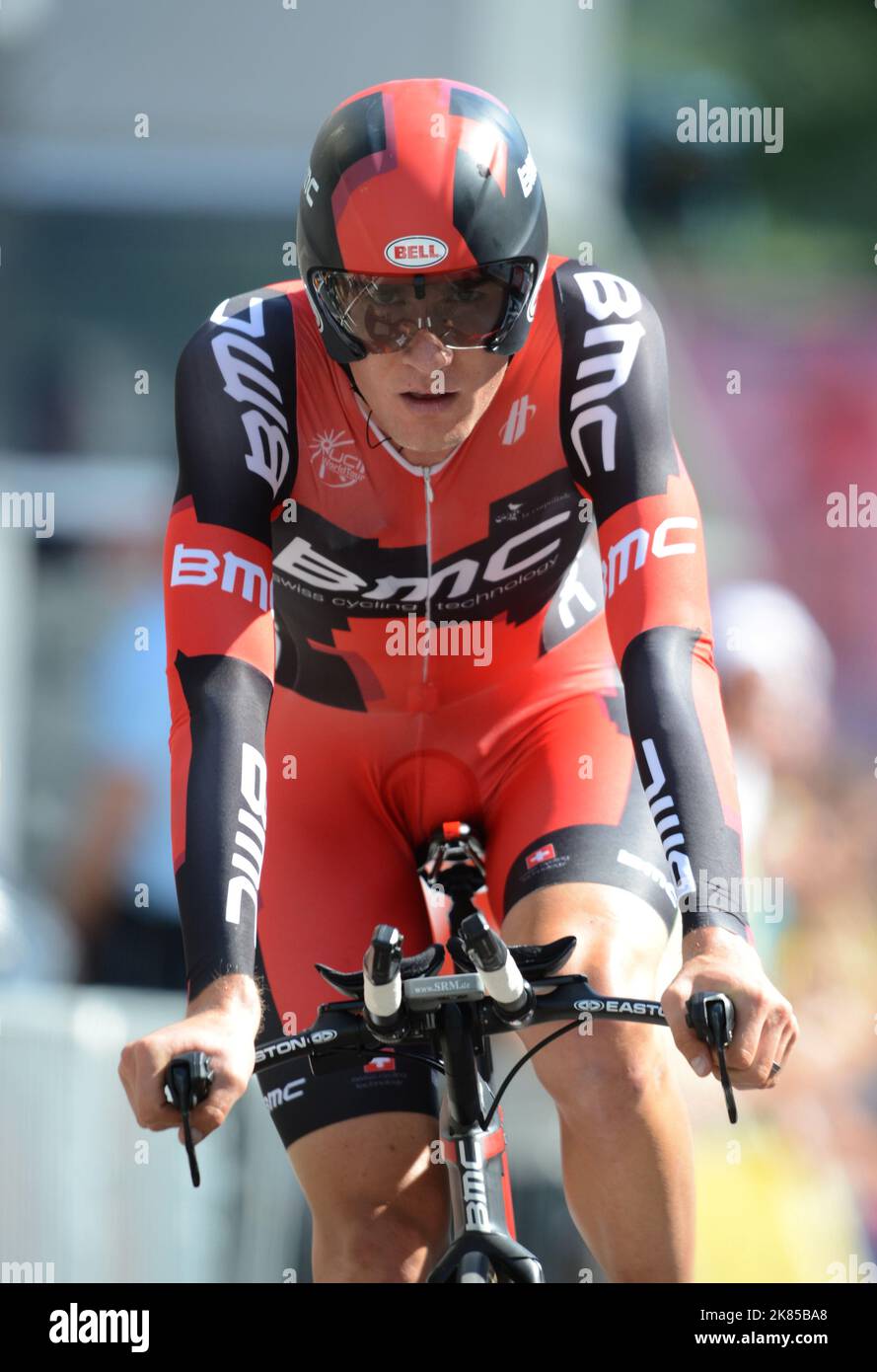 Tejay Van Garderen team BMC crosses the finish line, Stage 9 ArcEt
