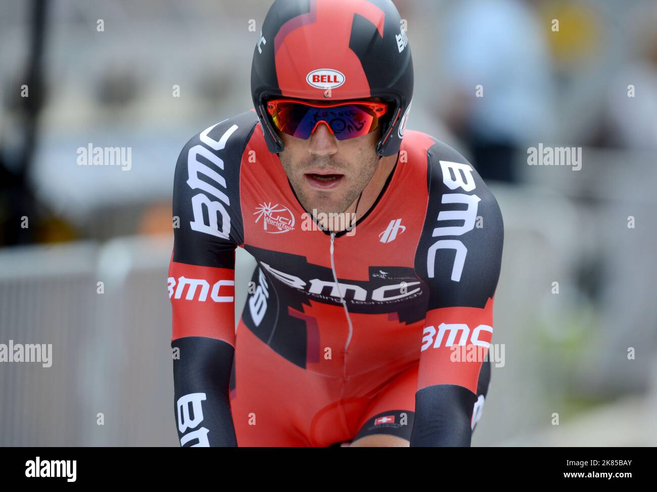 Amael Moinard team BMC crosses the finish line, Stage 9 Arc-Et-Senans ...