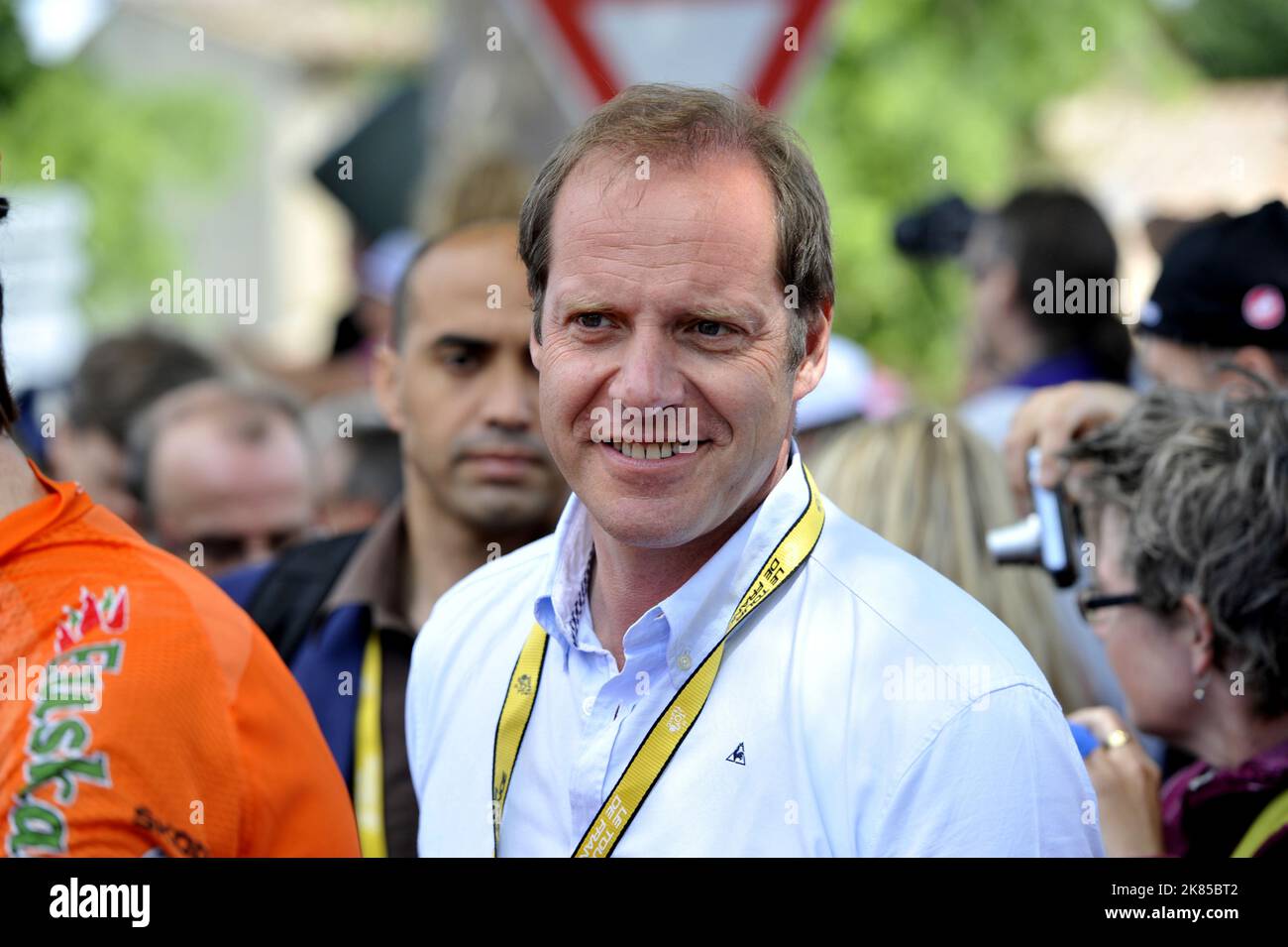 stage 14 from Limoux to Foix . Christian Prudhomme course director Stock Photo