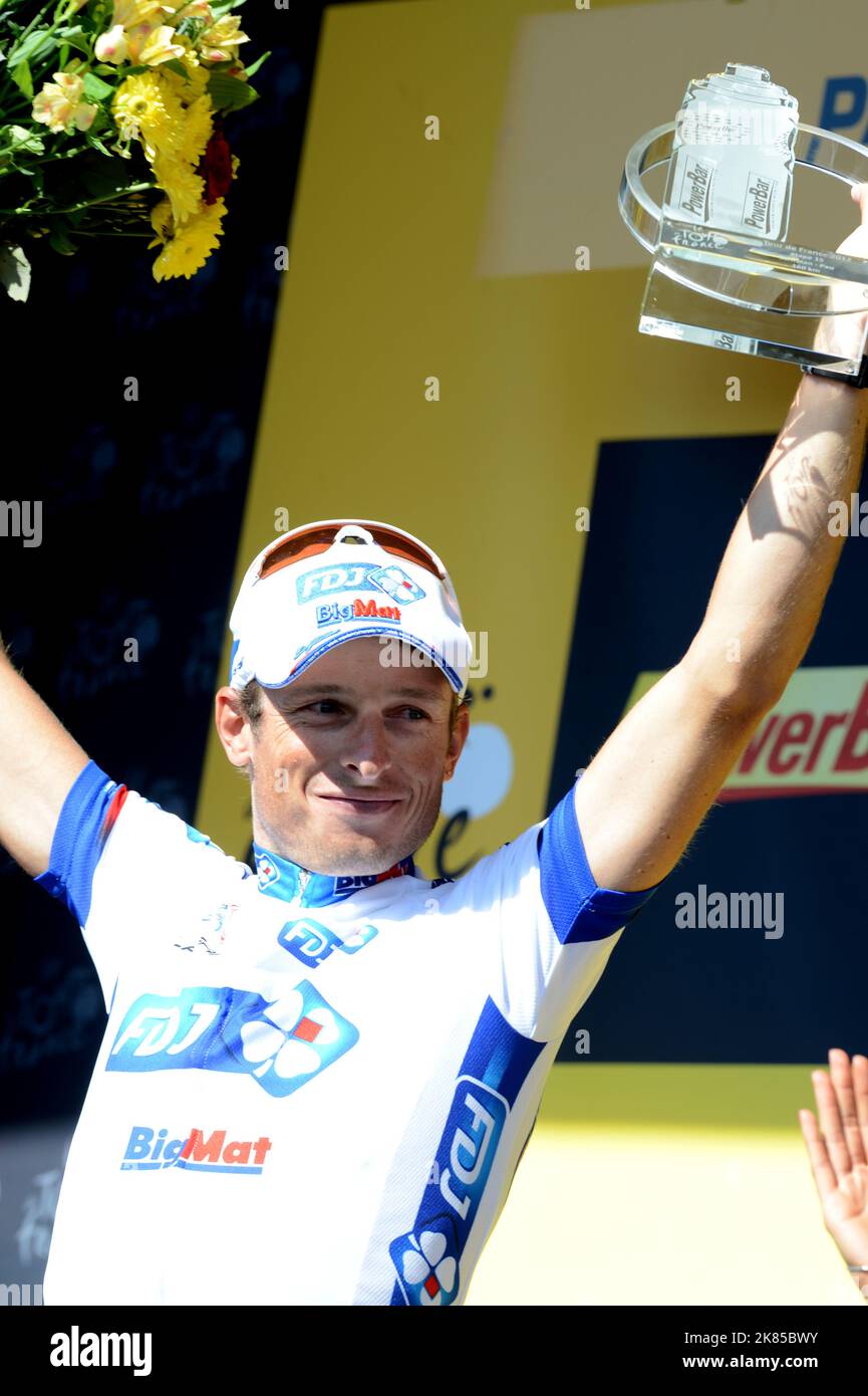 Fedrigo Pierrick team FDJ Bigamat stands on the podium after winning