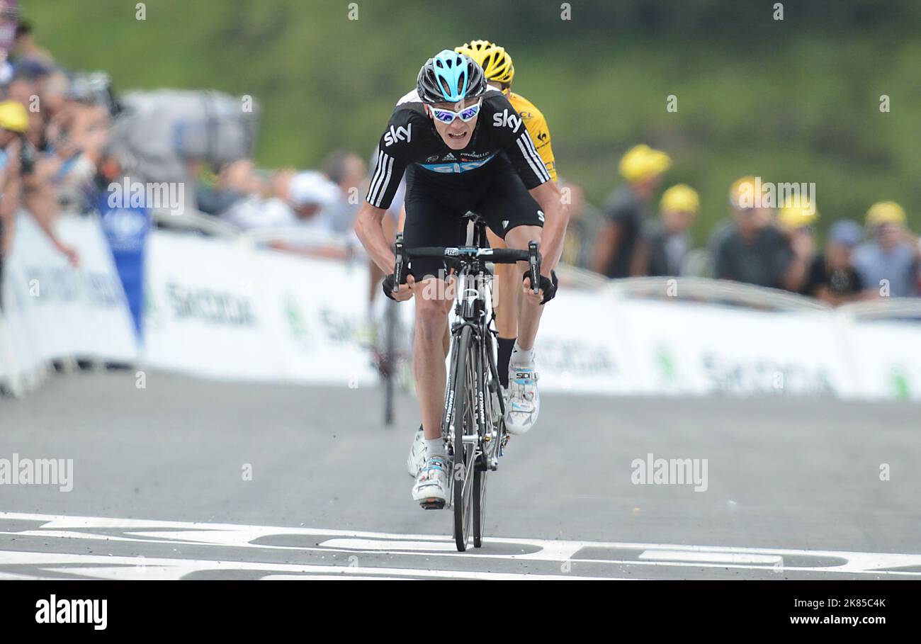 Tour de France 2012 Stage 17, Bagnere de Luchon to Peyragudes Hautes-Pyrenees. Stock Photo