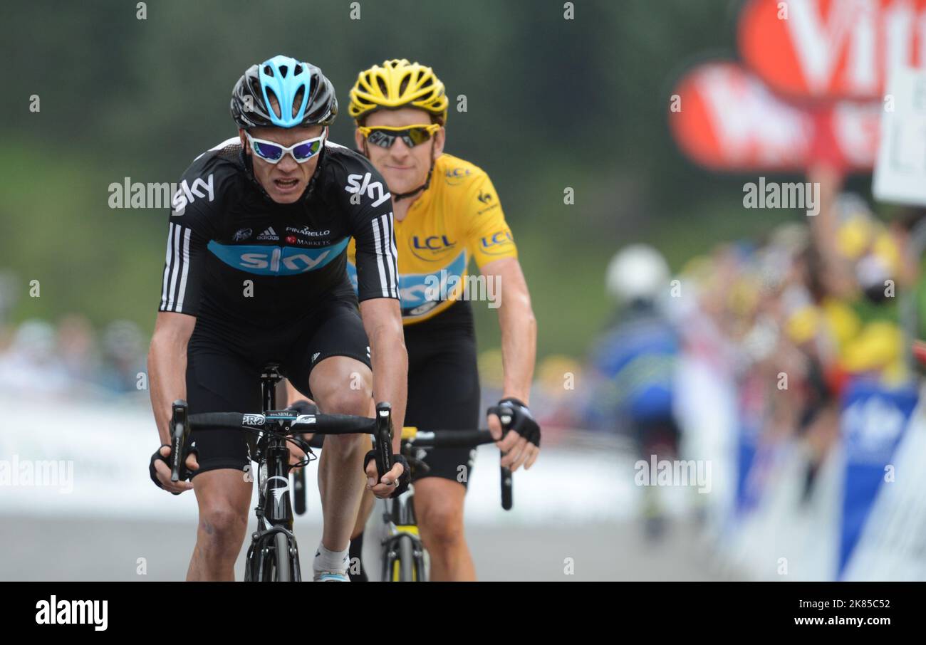 Tour de France 2012 Stage 17, Bagnere de Luchon to Peyragudes Hautes-Pyrenees. Stock Photo