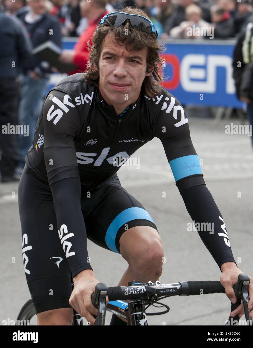 Rigoberto Uran (Col), Team Sky Procycling at the start of the race, Liege-Bastone-Liege 2013 Stock Photo