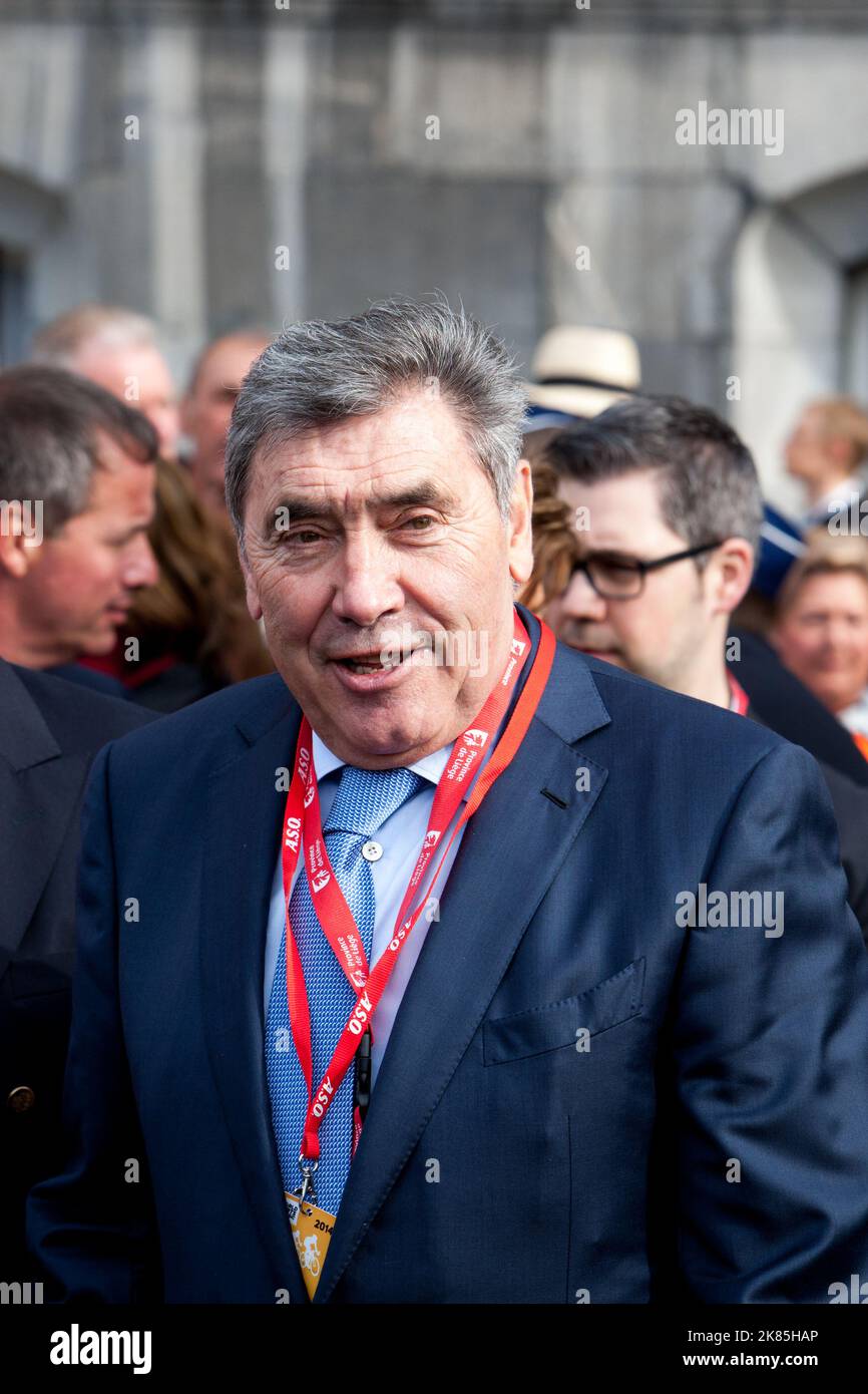 Eddie Merckx during the 100th Liege Bastogne Liege race in Belgium.  Stock Photo