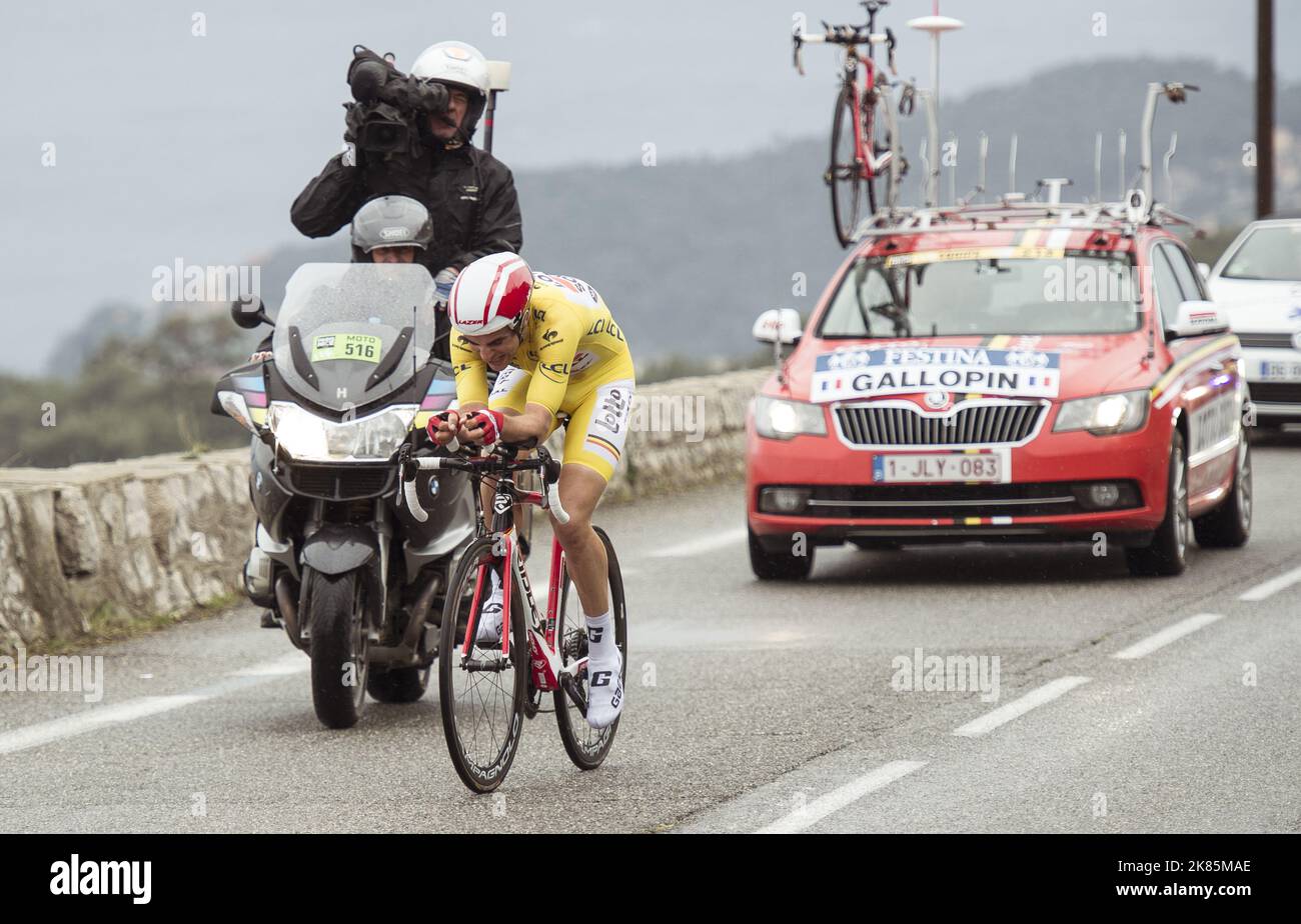STAGE 7 - 9.5km - Nice - Col D'Eze - Cote D'Azure - Final day's time trial. Tony Gallopin Stock Photo