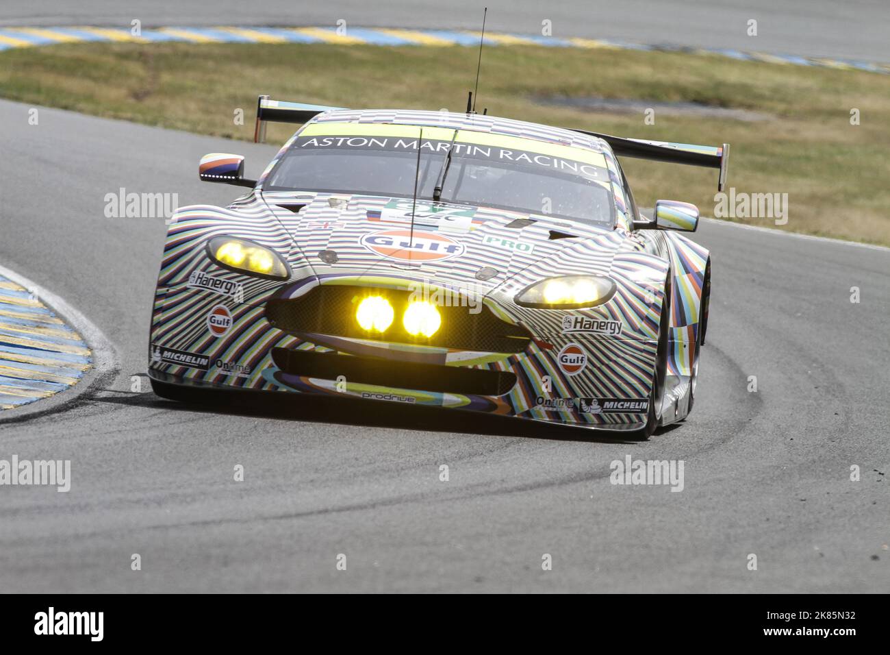 Aston Martin Racing Art Car, which is rumoured to be a 3d design, at the Le Mans 24 Hours 2015 driven by Darren Turner, Stefan Mucke & Rob Bell Stock Photo