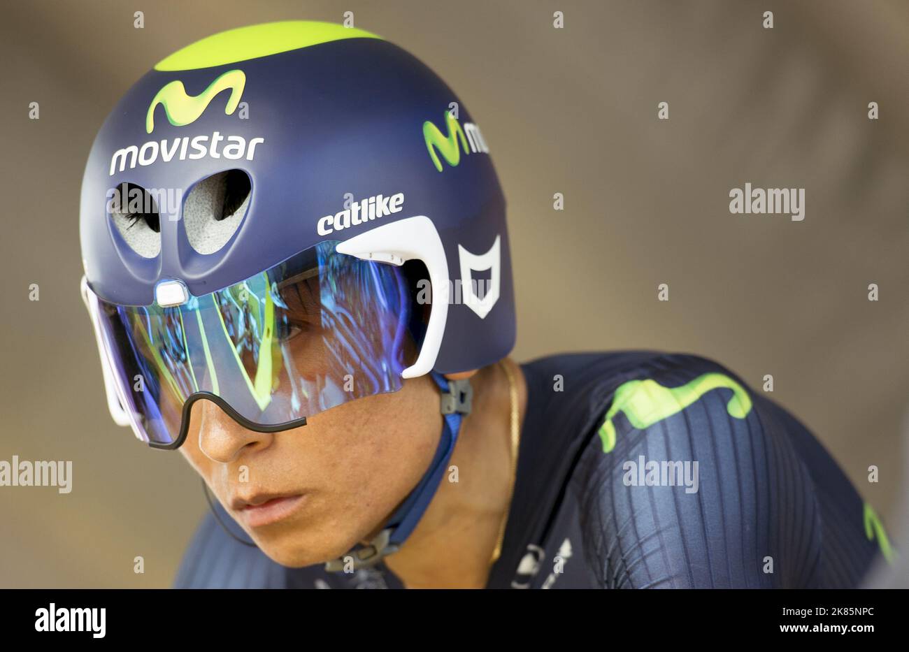 Nairo Alexander Quintana on the starting ramp. during the first stage ...