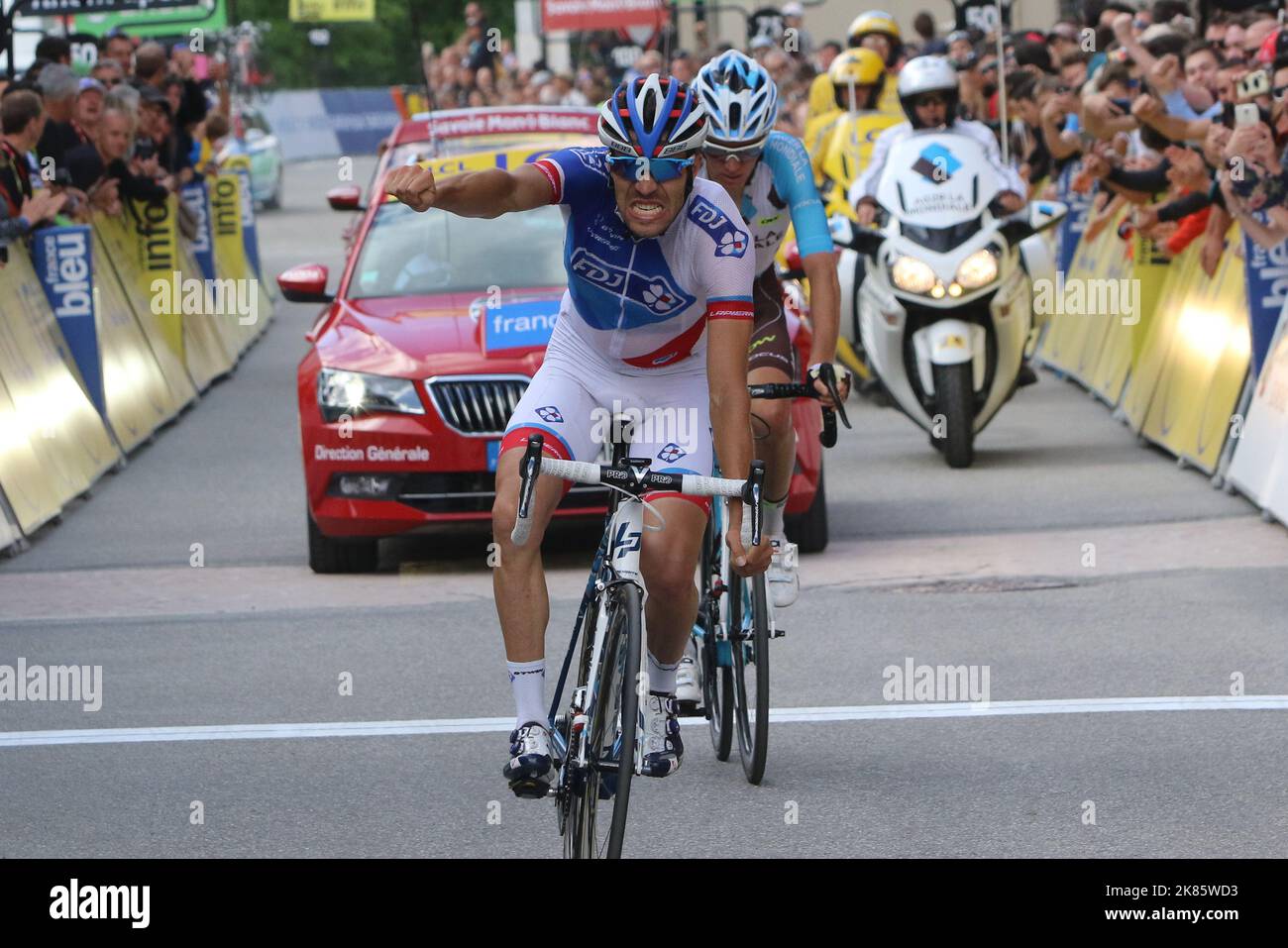 All french sprint between Thibault Pinoit FDJ and Romain Bardet AG2R ...