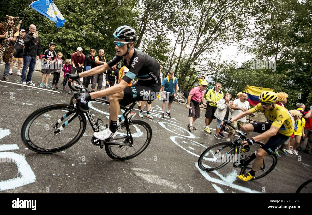 Dutch Rider Wouter Poels Team Sky Rides The Final Kms Of The Race Leading General