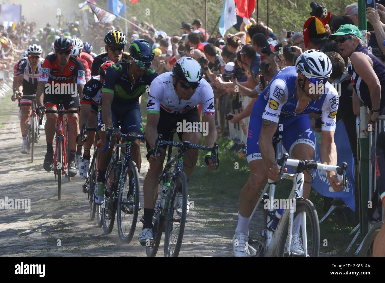 Tom Boonen at end of Arenberg and his career - Paris Roubaix 2017 Stock Photo