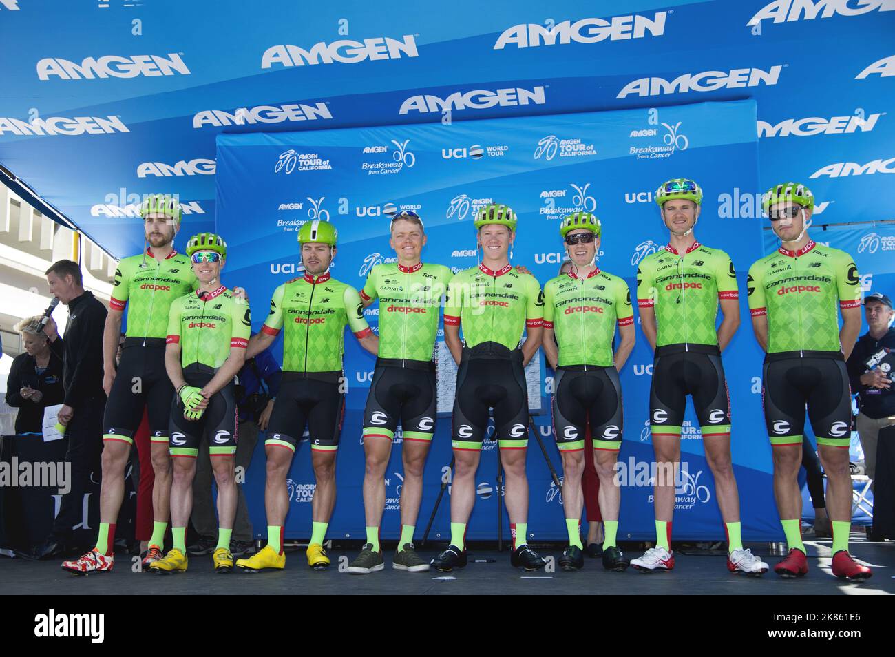 Cannondale-Drapac team introduced at start.  Stock Photo