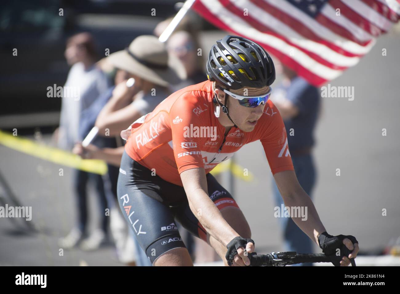 Rob Britton of Rally Cycling in solo breakaway Stock Photo - Alamy