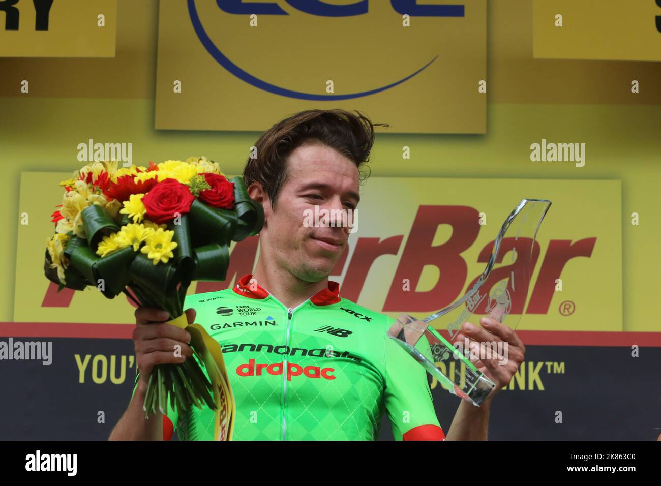 Colombia Cannondale Drapac Team's Rigoberto Uran  wins 9th stage of the Tour de France 2017 Stock Photo