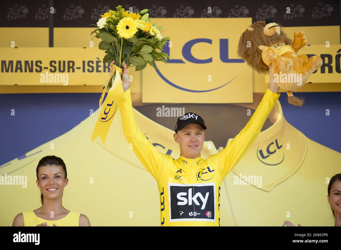 Great Britain's Chris Froome  team Sky reatins his overall lead in the 16th stage of the Tour de France in Romans-Sur-Isere Stock Photo