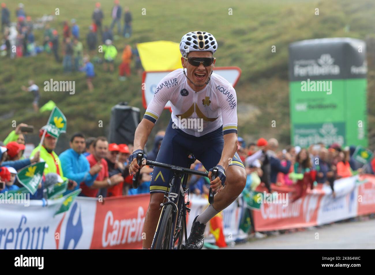 Stefan Denifl (Aut) Aqua Blue Sport wins Stage 17 from Villadiego - Los Machucos of the Tour of Spain 2017 Stock Photo