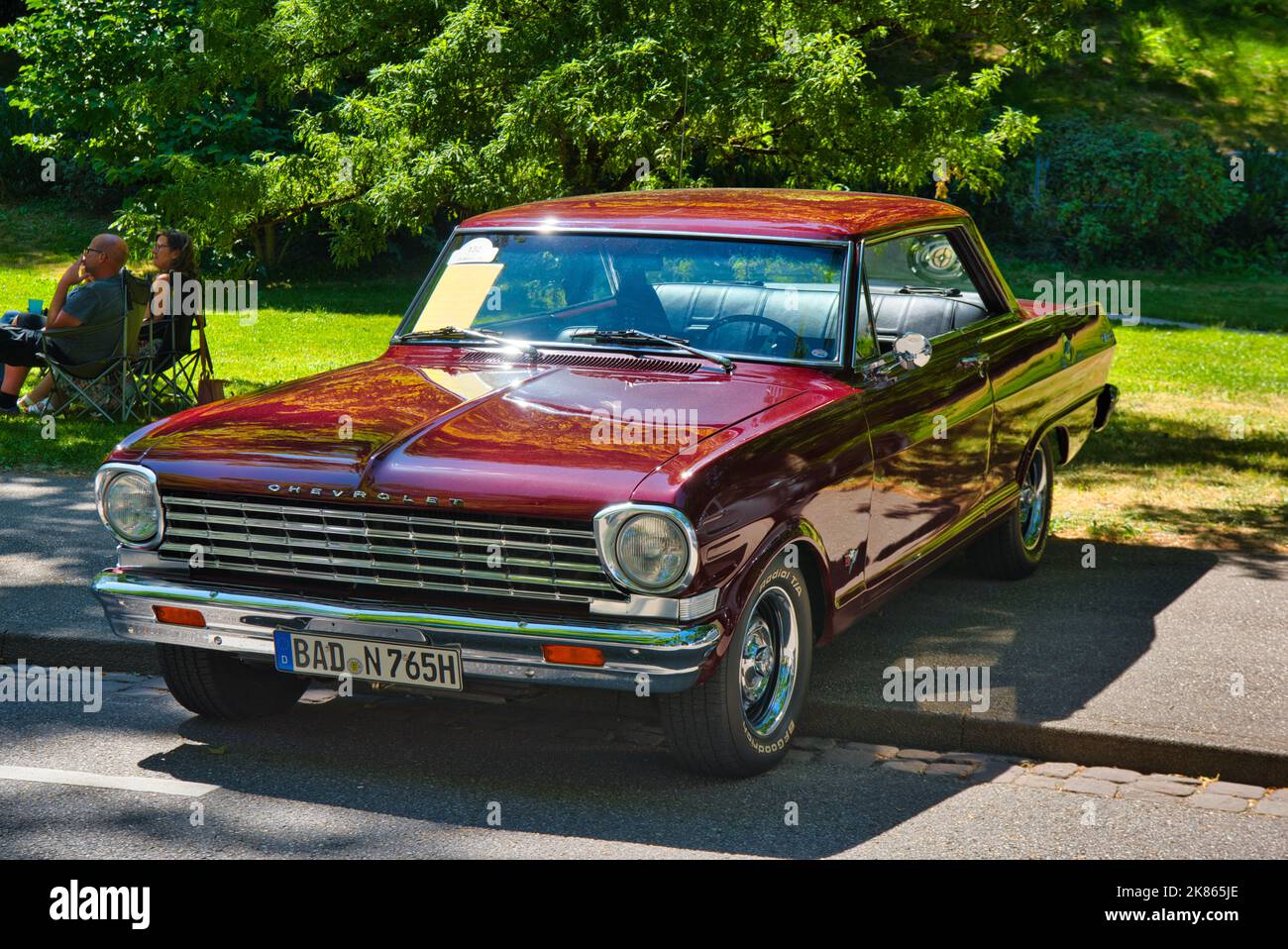 BADEN BADEN, GERMANY JULY 2022 red 1965 Chevrolet Chevy II Nova SS