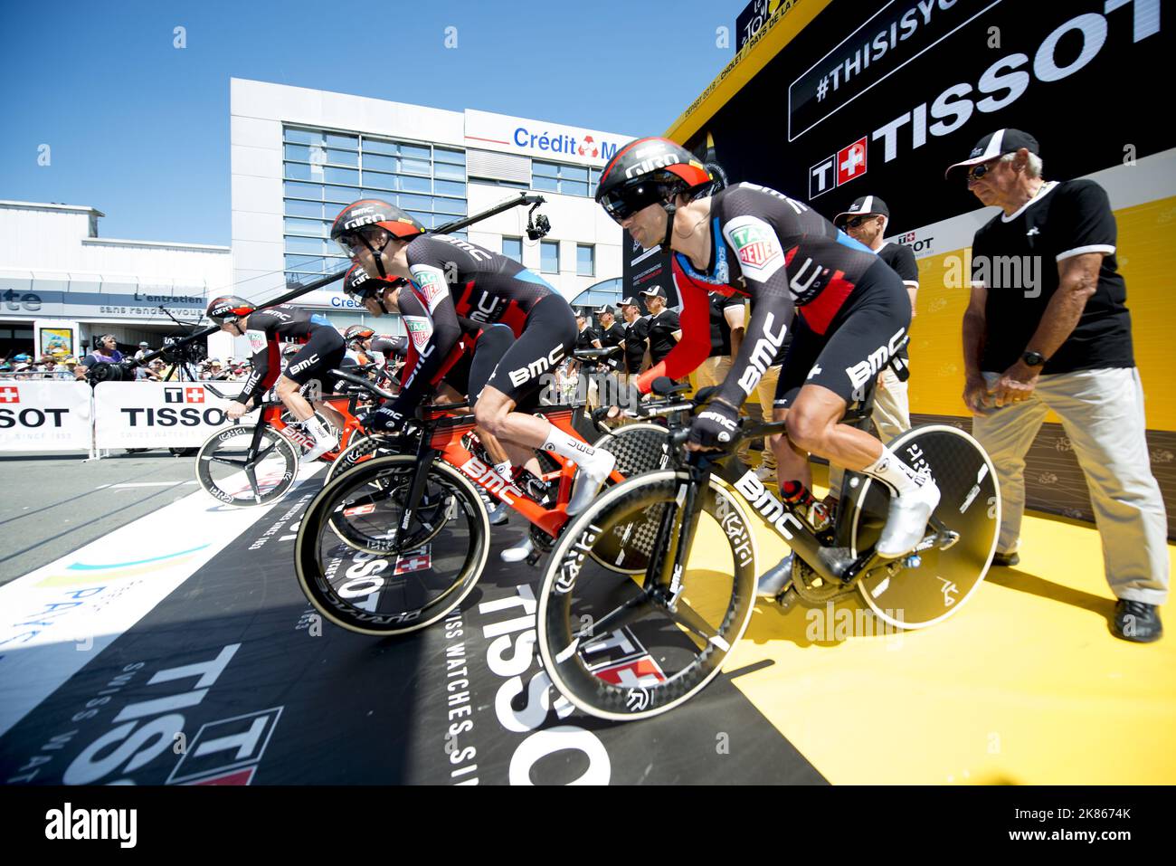 The winning team . BMC Racing Team Richie Porte, Patrick Bevan, Damiano ...