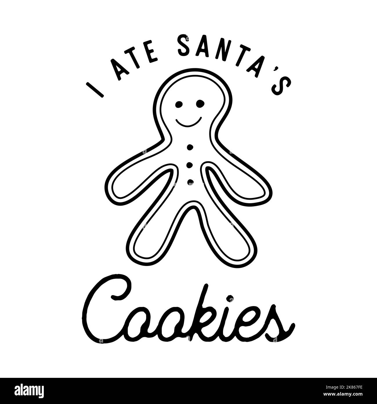 Mountain Camping christmas badge design with gingerbread in line art