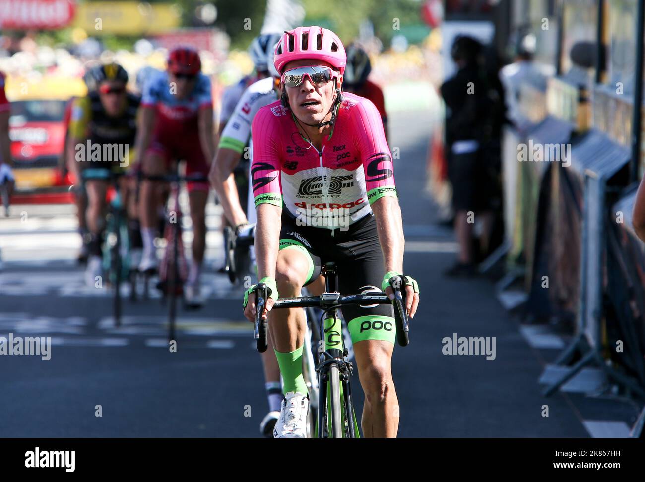 Rigoberto Uran (EF Education First Drapac) during stage 6 of the Tour de France from Brest to Mur-de-Bretagne Guerledan Stock Photo
