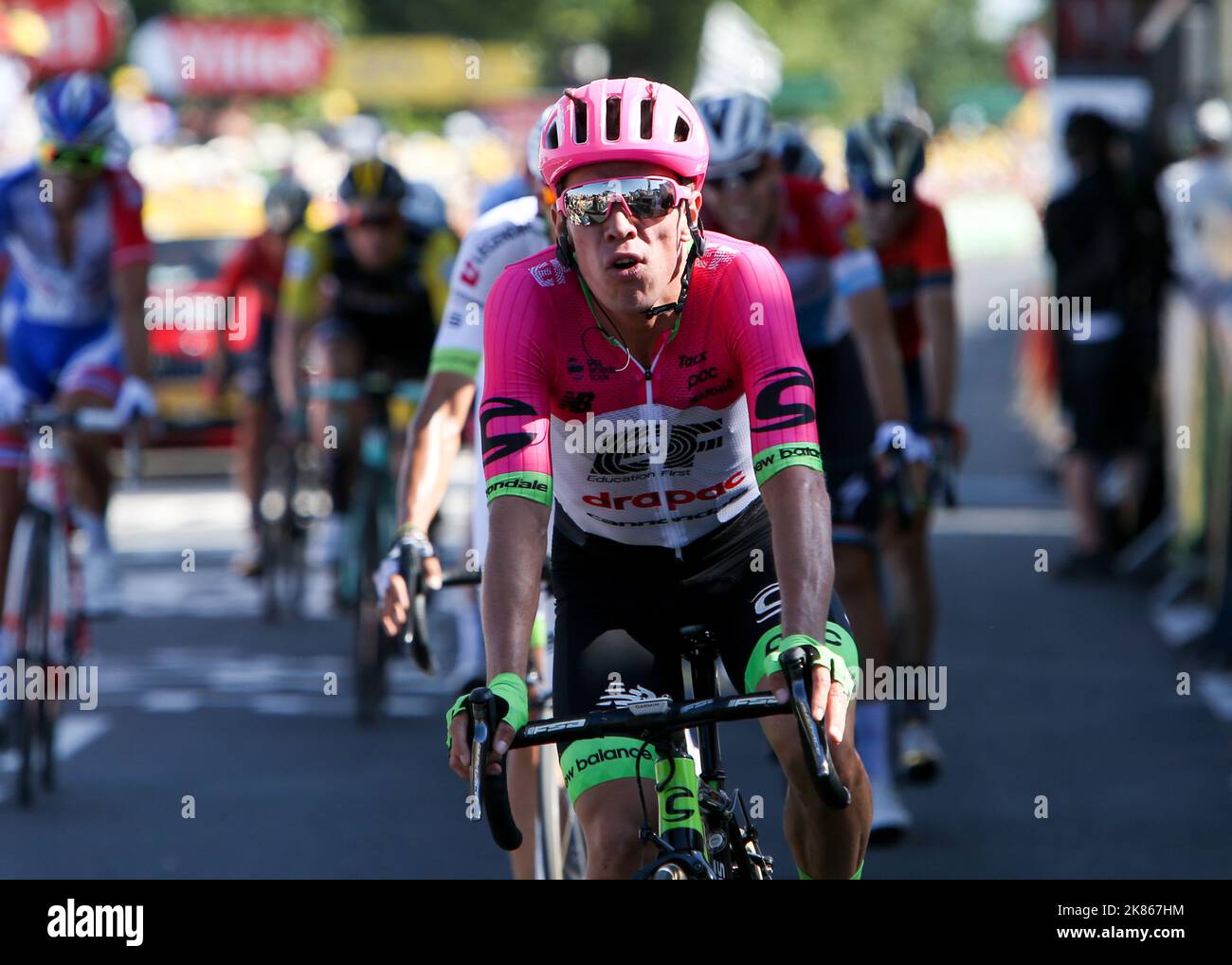 rigoberto Uran (EF Education First Drapac) during stage 6 of the Tour de France from Brest to Mur-de-Bretagne Guerledan Stock Photo