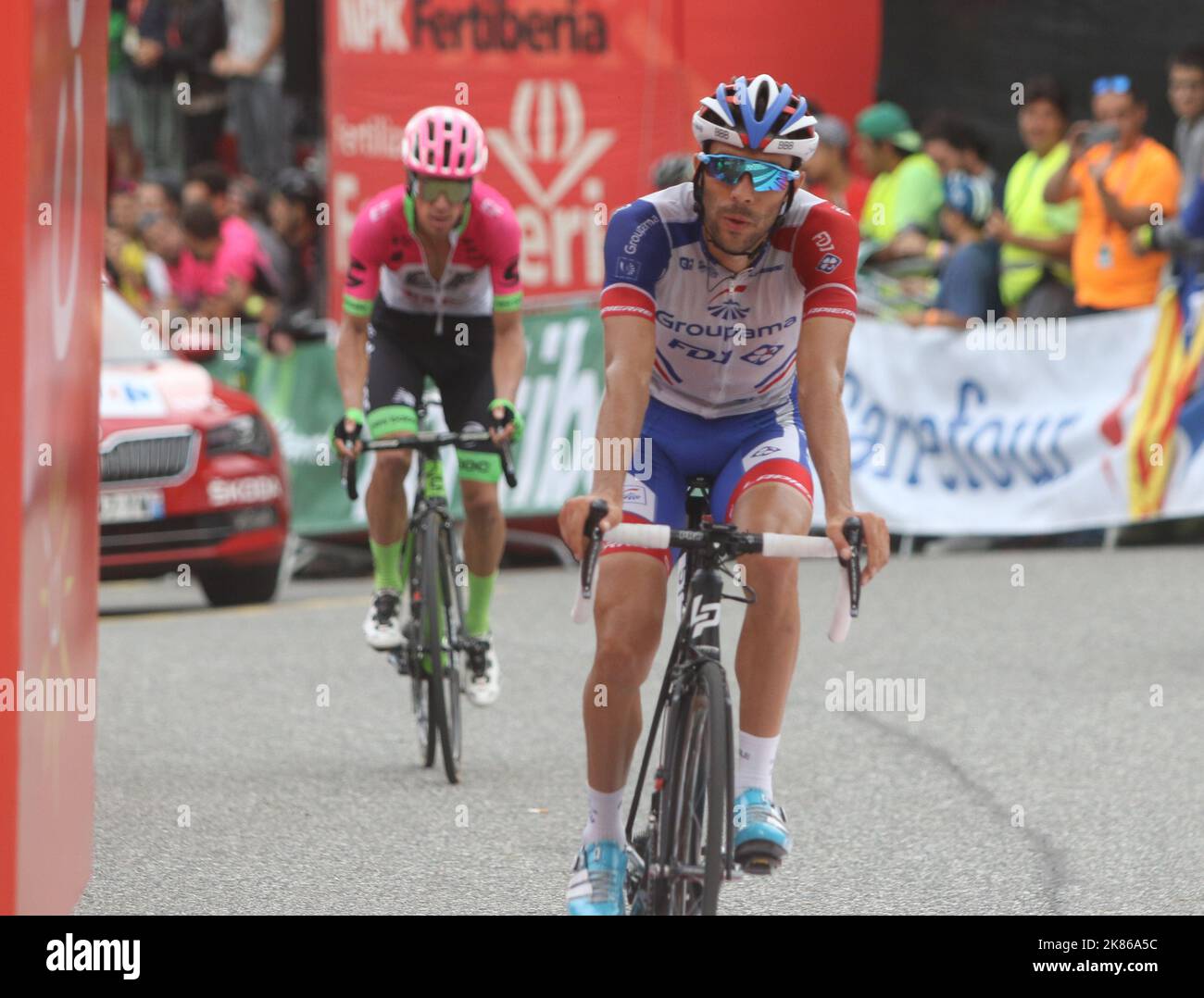 Groupama FDJ's Thibault Pinot finishes fourth during Stage 19 of the Vuelta a Espana (Tour of Spain) from Escaldes-Engordany to Coll De La Gallina on September 15, 2018. Stock Photo