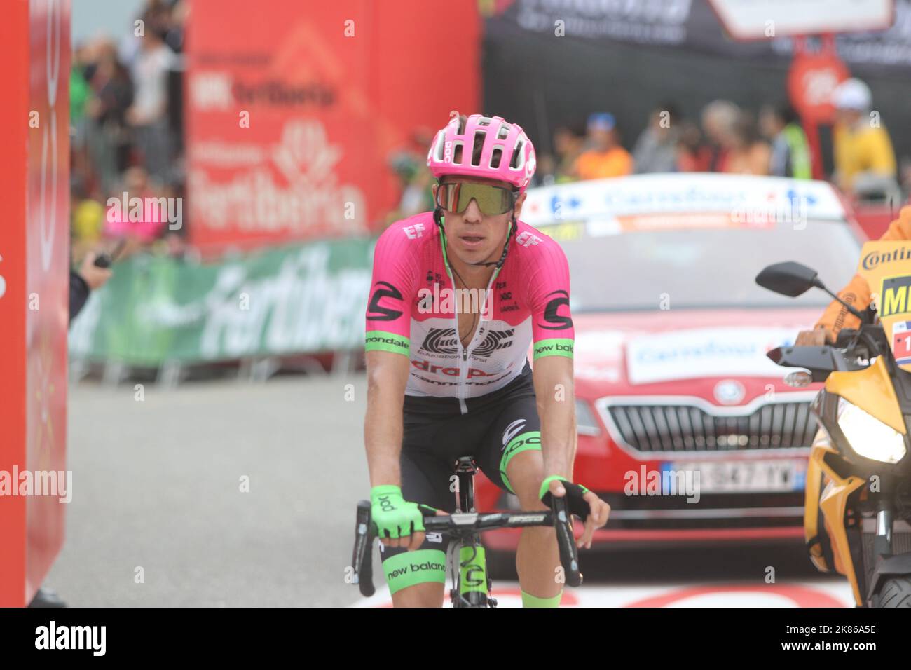 EF Drapac's Rigo Uran finishes fifth during Stage 19 of the Vuelta a Espana (Tour of Spain) from Escaldes-Engordany to Coll De La Gallina on September 15, 2018. Stock Photo