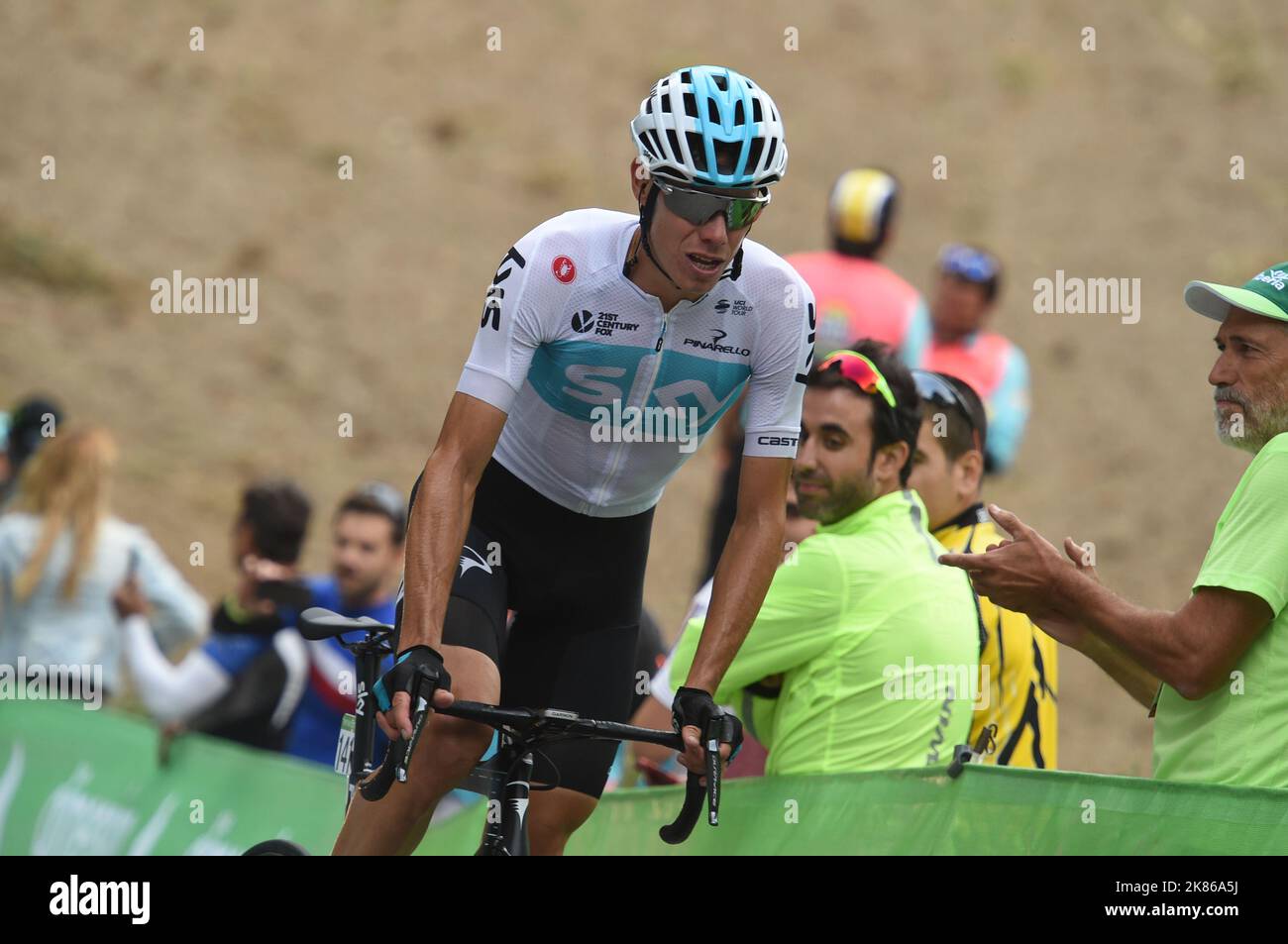 Team Sky's David de la Cruz during Stage 19 of the Vuelta a Espana (Tour of Spain) from Escaldes-Engordany to Coll De La Gallina on September 15, 2018. Stock Photo