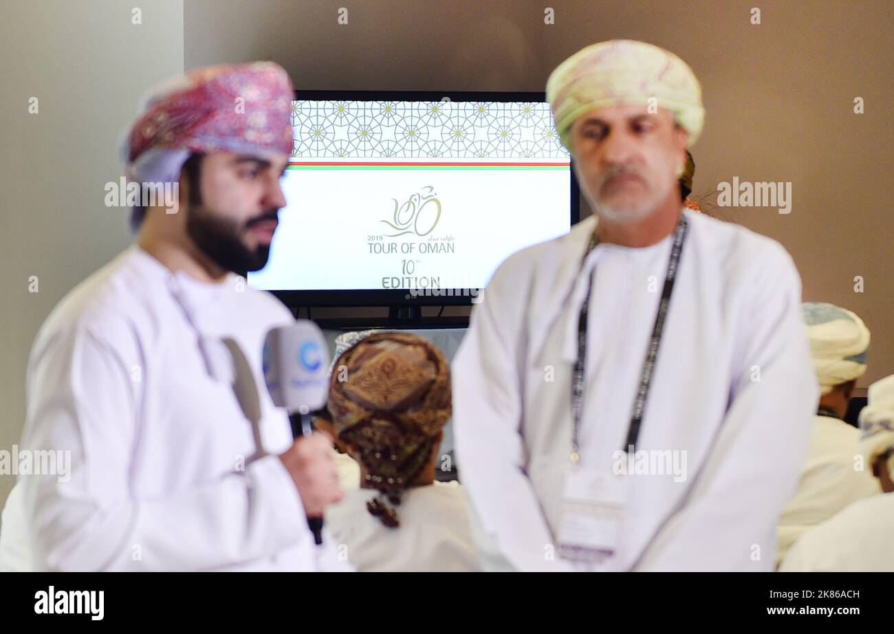 Chairman of the Committee Salim bin Mubarak Al Hasani (right) during the press conference with