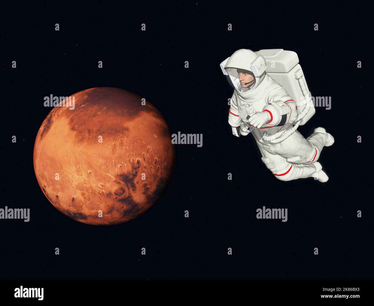 Planet Mars and astronaut in space Stock Photo - Alamy