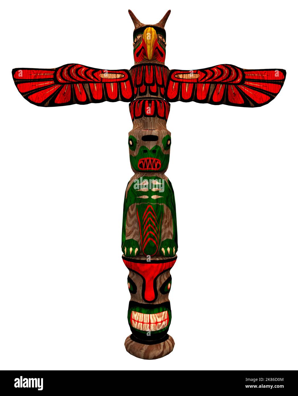 Totem pole isolated on white background Stock Photo - Alamy