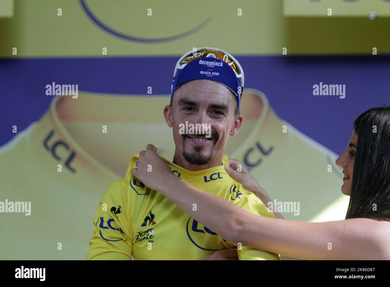 Julian Alaphillippe of France team Deceuninck retains the race lead and